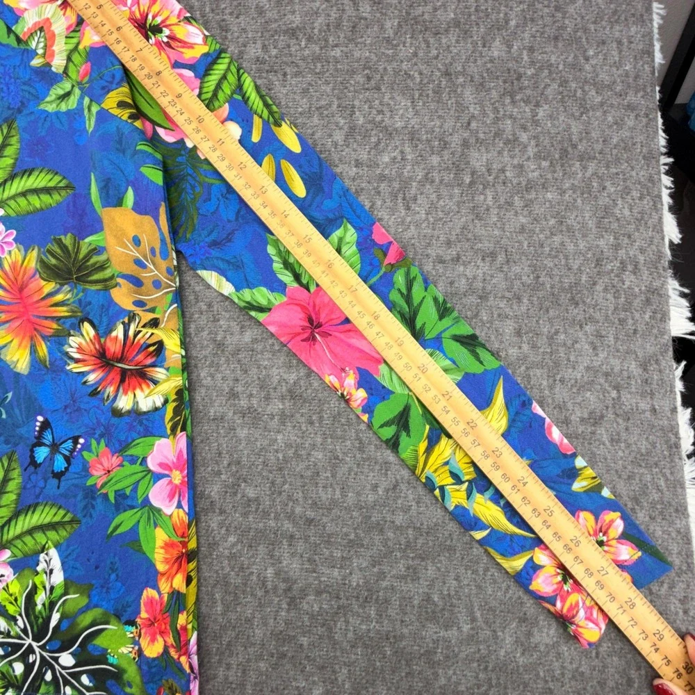Johnny Was Tropical Flamingo Pajama Set Blue Floral Pima Cotton Modal XS